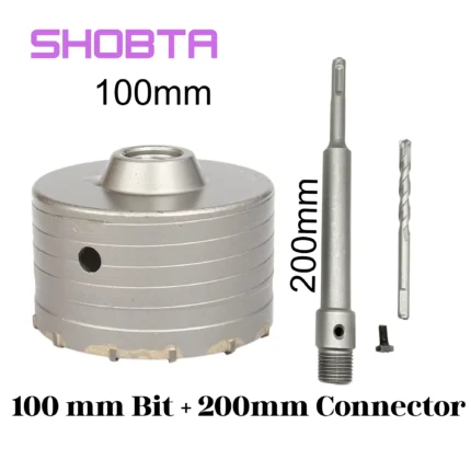 100mm SDS-Plus Wall Hole Saw Kit With 200mm Shank
