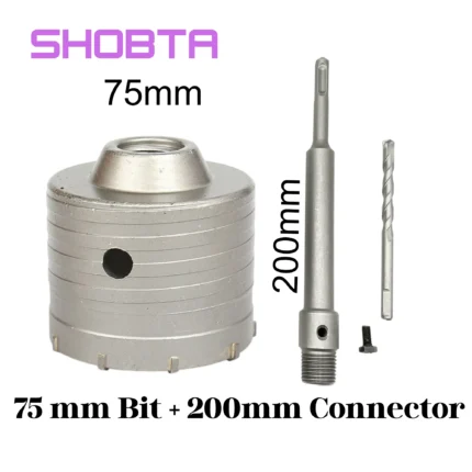 75mm SDS-Plus Wall Hole Saw Kit With 200mm Shank