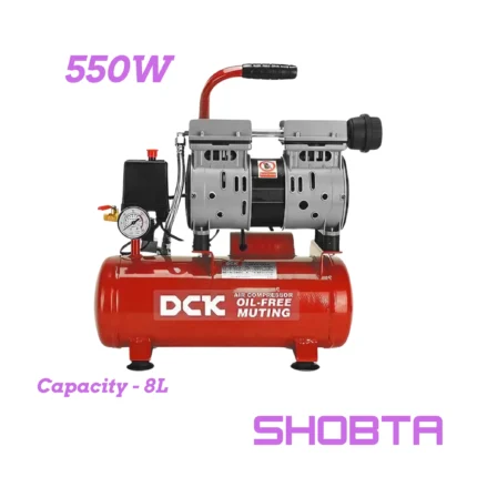 DCK KQE1608L 8L oil free air compressor with carry handle and pressure gauges