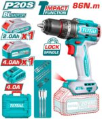 TOTAL TIDLI20868 20V Brushless Cordless Impact Drill - 86Nm | Heavy Duty