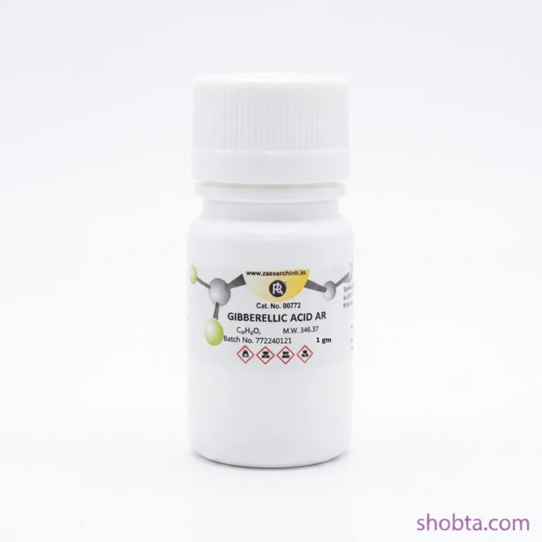 Sealed 1gm Gibberellic Acid GA3 laboratory chemical bottle with product label