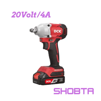 DCK KDPB298 20V brushless cordless impact wrench with battery attached