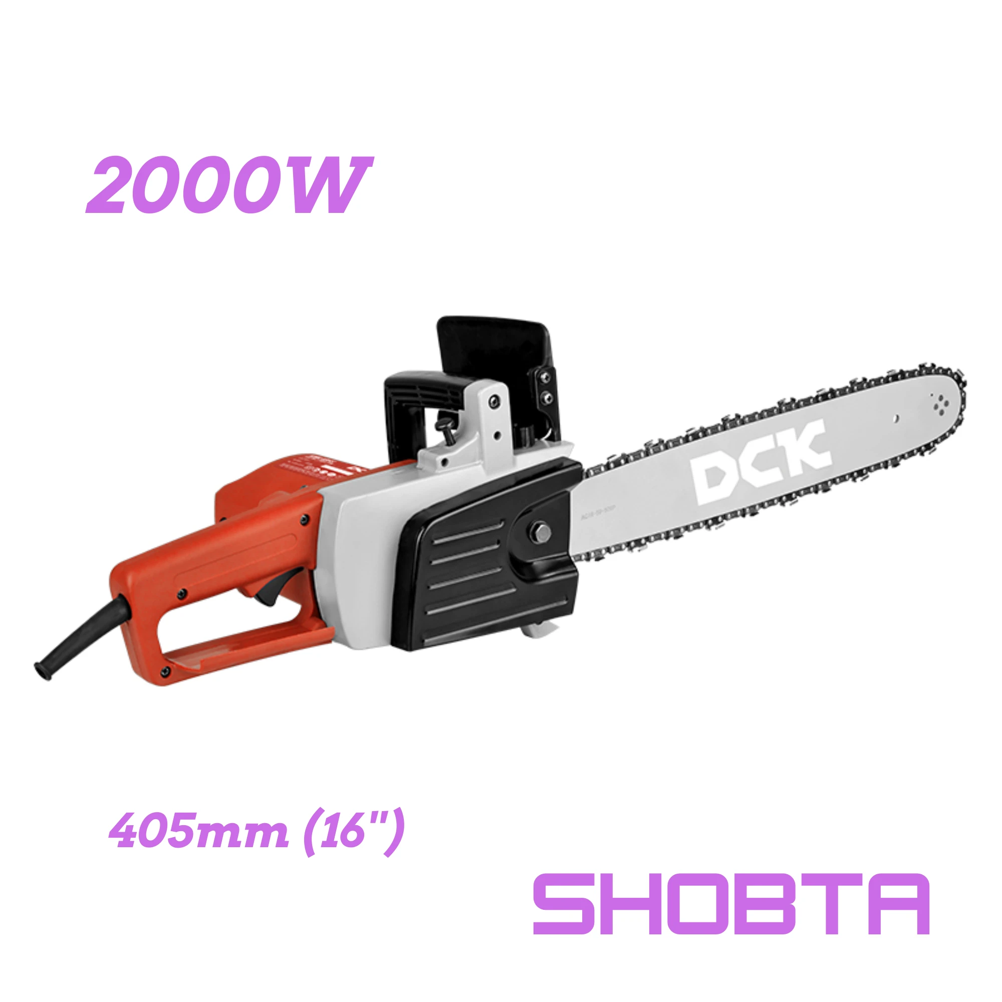 KML405S DCK KML405S 2000W electric chain saw with 16 inch guide bar on white background
