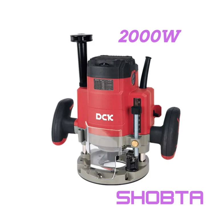 DCK KMR06-12 2000W electric wood router front view with base assembly