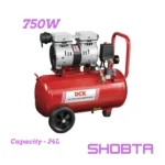 Front view of DCK 750W oil free air compressor 24 liter tank