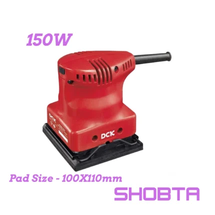 DCK KSB100 electric orbital sander with rectangular sanding pad on white background