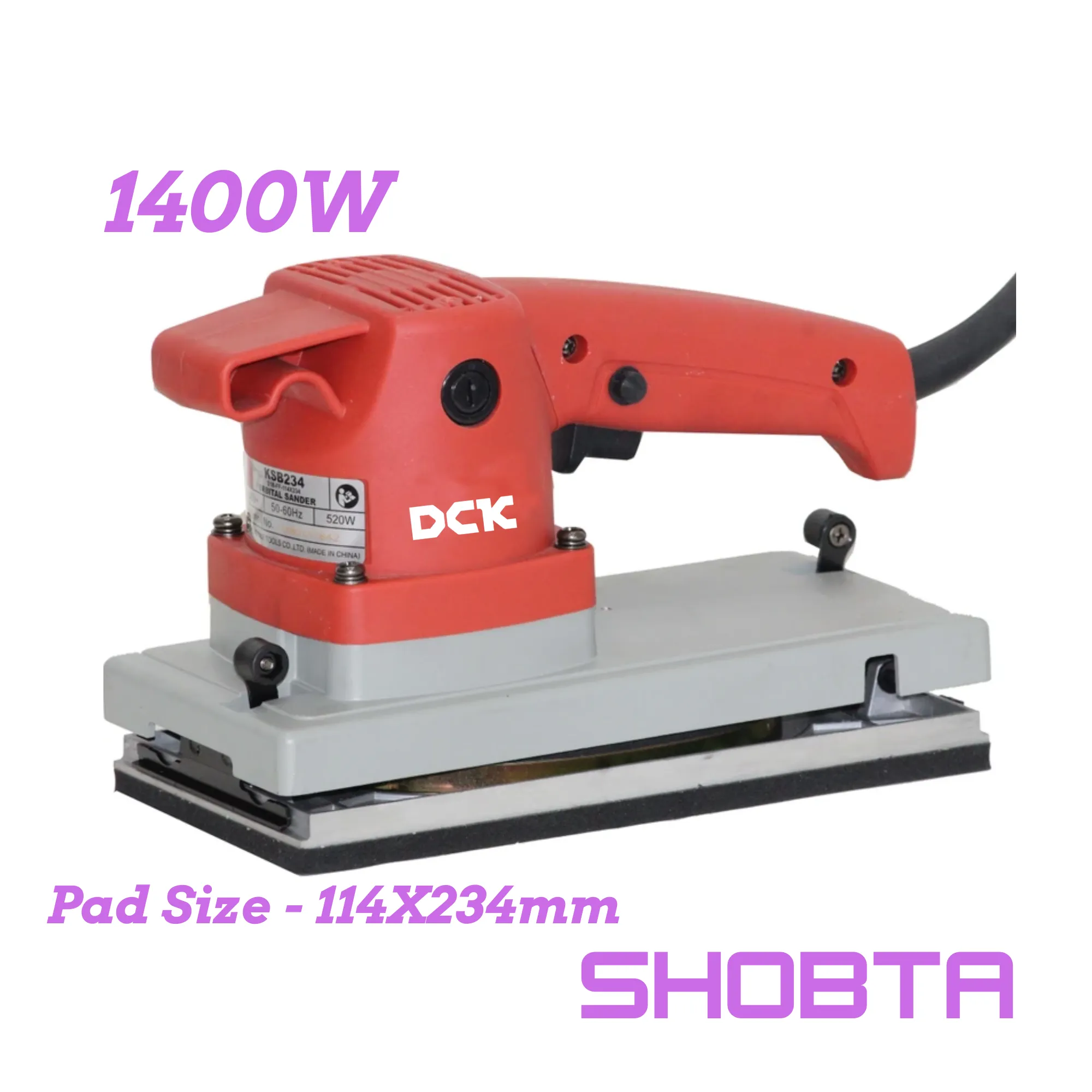DCK KSB234 520W electric orbital sander with rectangular sanding pad
