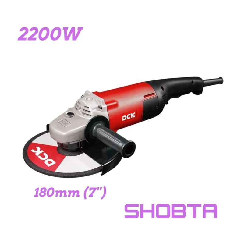 DCK KSM03-180 2200W 7 inch angle grinder front view with side handle