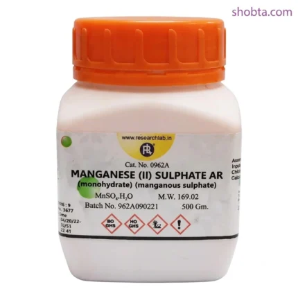 500g bottle of Manganese (II) Sulphate AR Monohydrate analytical reagent for laboratory use