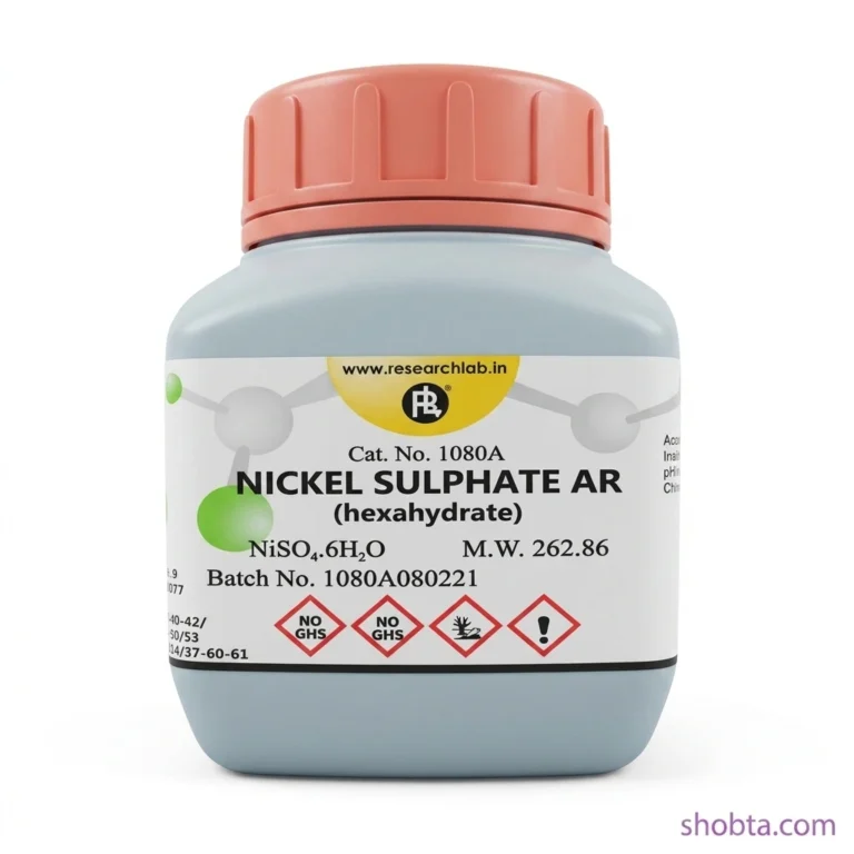 Nickel Sulphate Hexahydrate 500g Research Lab AR Grade chemical bottle front view