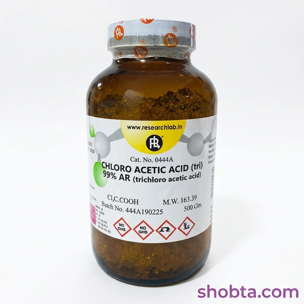 Research Lab India Trichloroacetic Acid 500gm chemical bottle front view