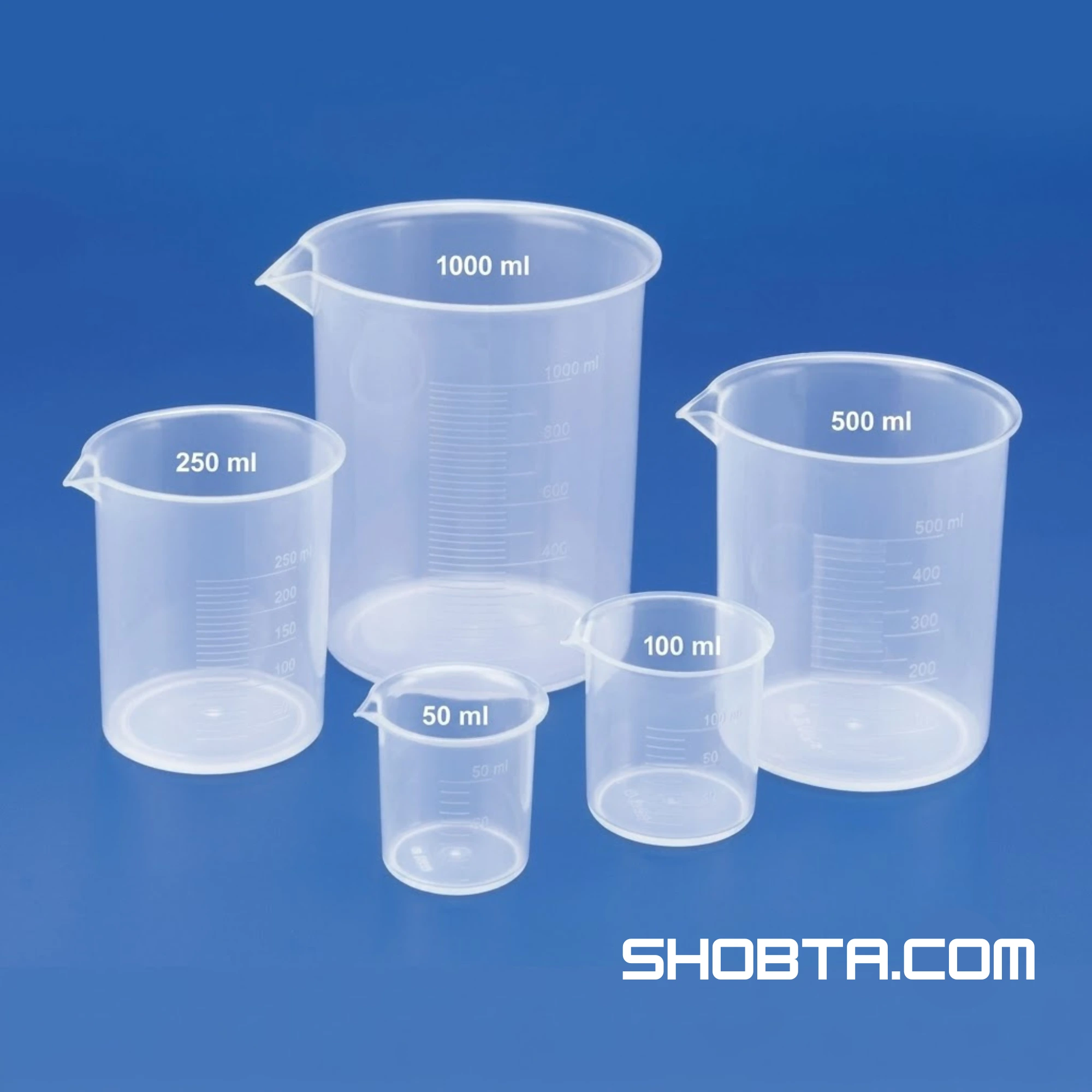 Laboratory-grade Polylab PP beaker available in multiple capacities