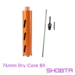 Dry diamond core drill bit 76mm diameters with M22 connection.