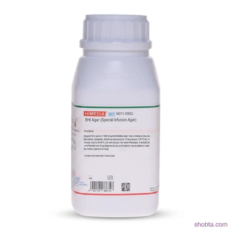 Front view of HiMedia BHI Agar M211 500gm microbiological culture medium