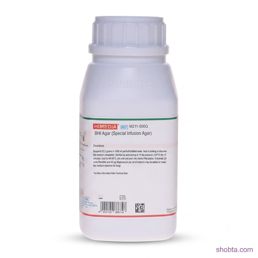 BHI Agar (Special Infusion Agar) 500gm HiMedia India Front view of HiMedia BHI Agar M211 500gm microbiological culture medium
