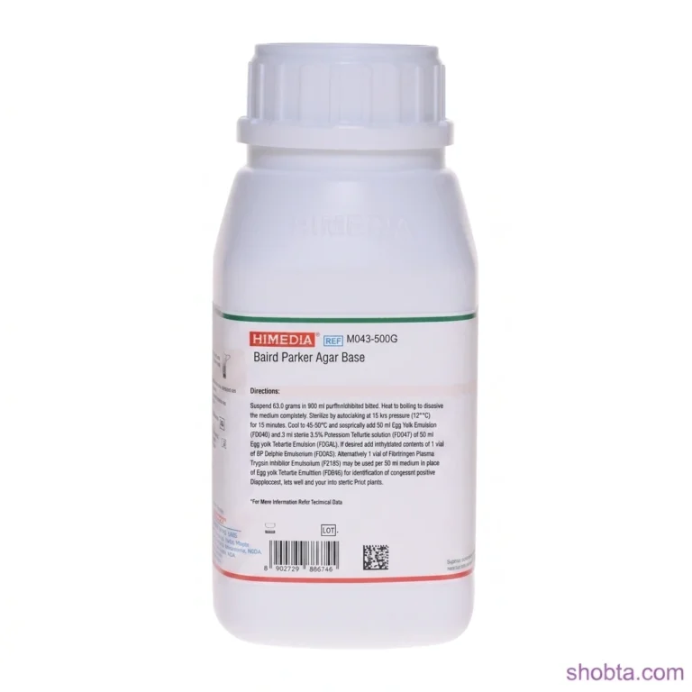 Baird Parker Agar Base, HiMedia M043, HiMedia India, Baird Parker Agar, Culture Media, Microbiology Media, Laboratory Chemicals Bangladesh, Food Microbiology, Clinical Microbiology, Staphylococcus Culture Medium, Agar Base, Laboratory Reagents, Pharmaceutical QC, Research Laboratory, 500gm Culture Media