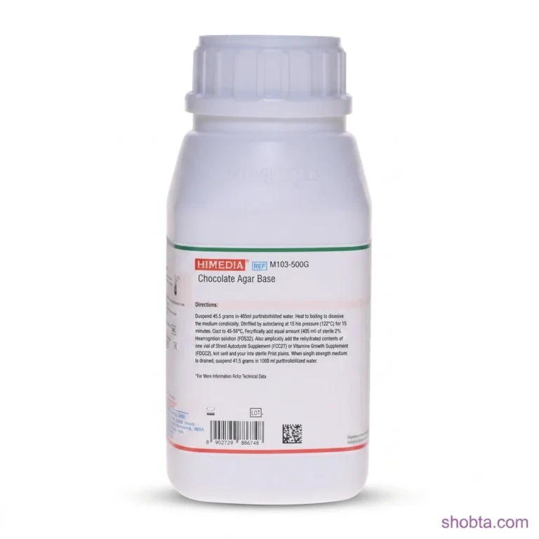 Front view of HiMedia Chocolate Agar Base 500gm dehydrated microbiological medium