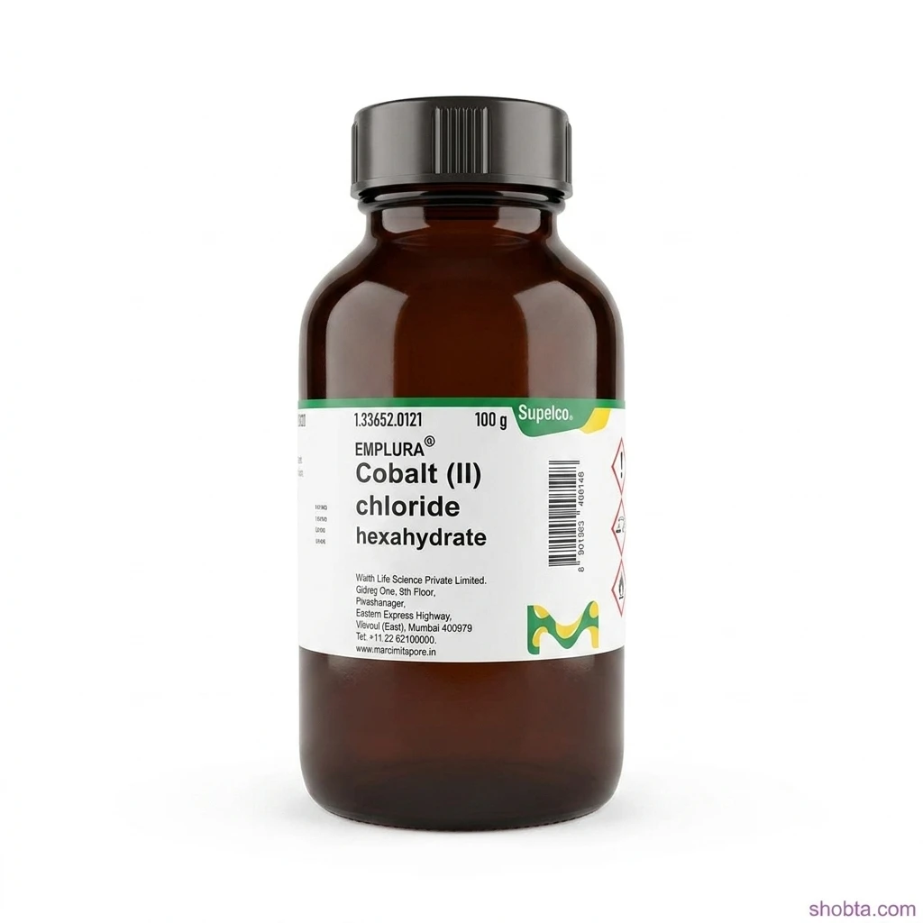 Cobalt Chloride Hexahydrate 100gm Merck India Sealed 100gm bottle of Cobalt(II) Chloride Hexahydrate laboratory chemical from Merck India