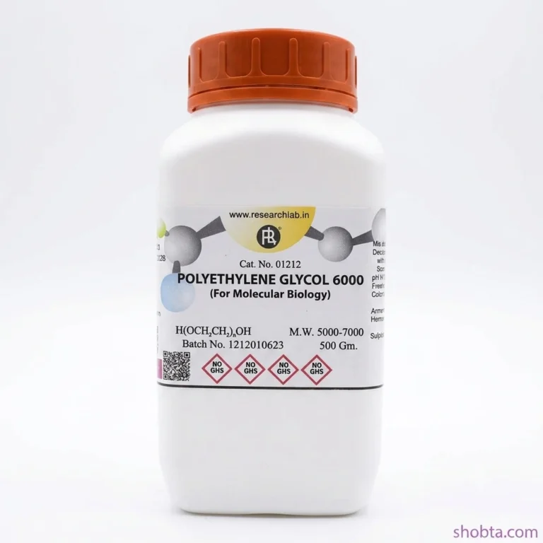 Polyethylene Glycol 6000 PEG 6000 500g ResearchLab India sealed laboratory reagent bottle