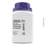 Front view of Merck India Potassium Dihydrogen Phosphate KH2PO4 500gm container