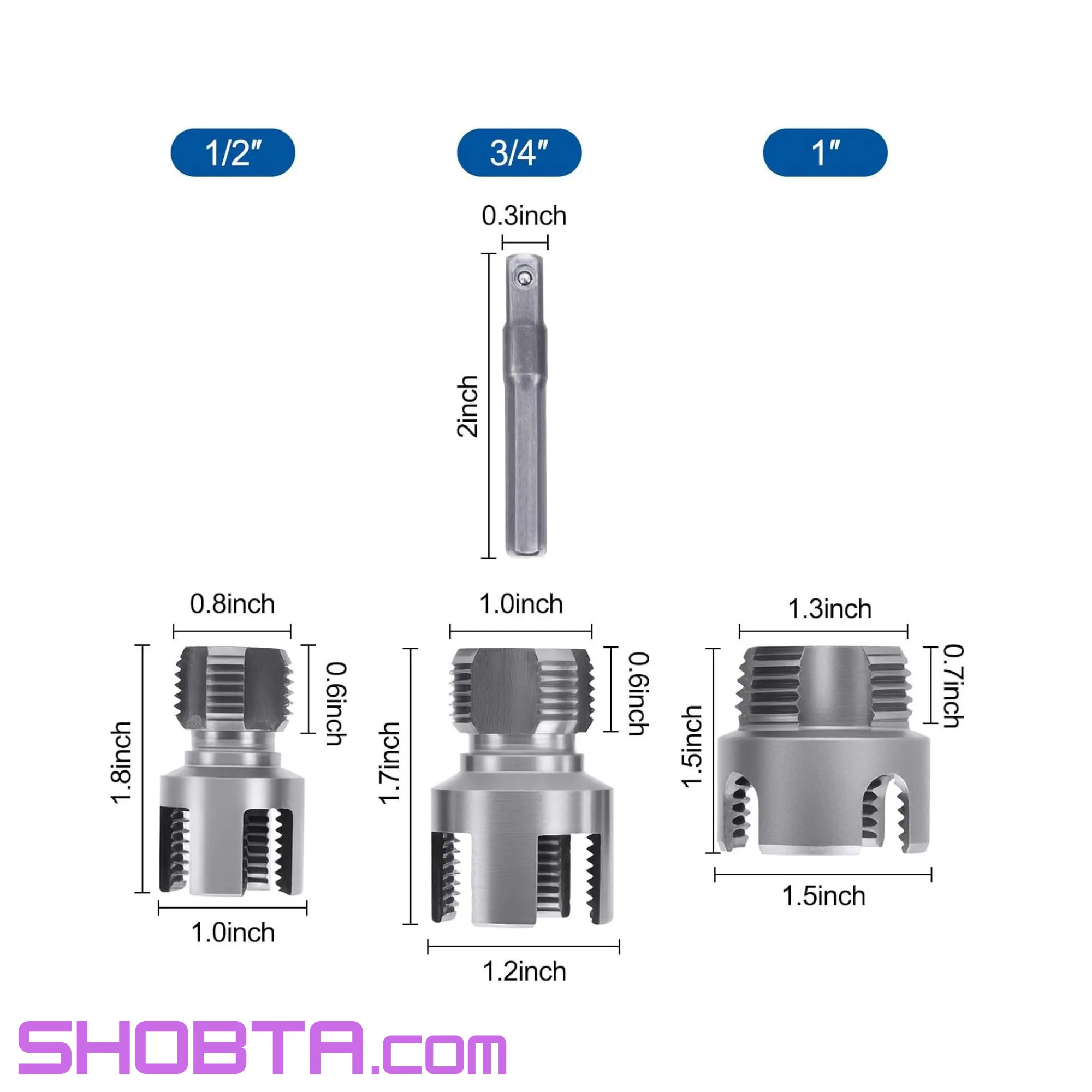 Three piece internal external plastic pipe threading tools
