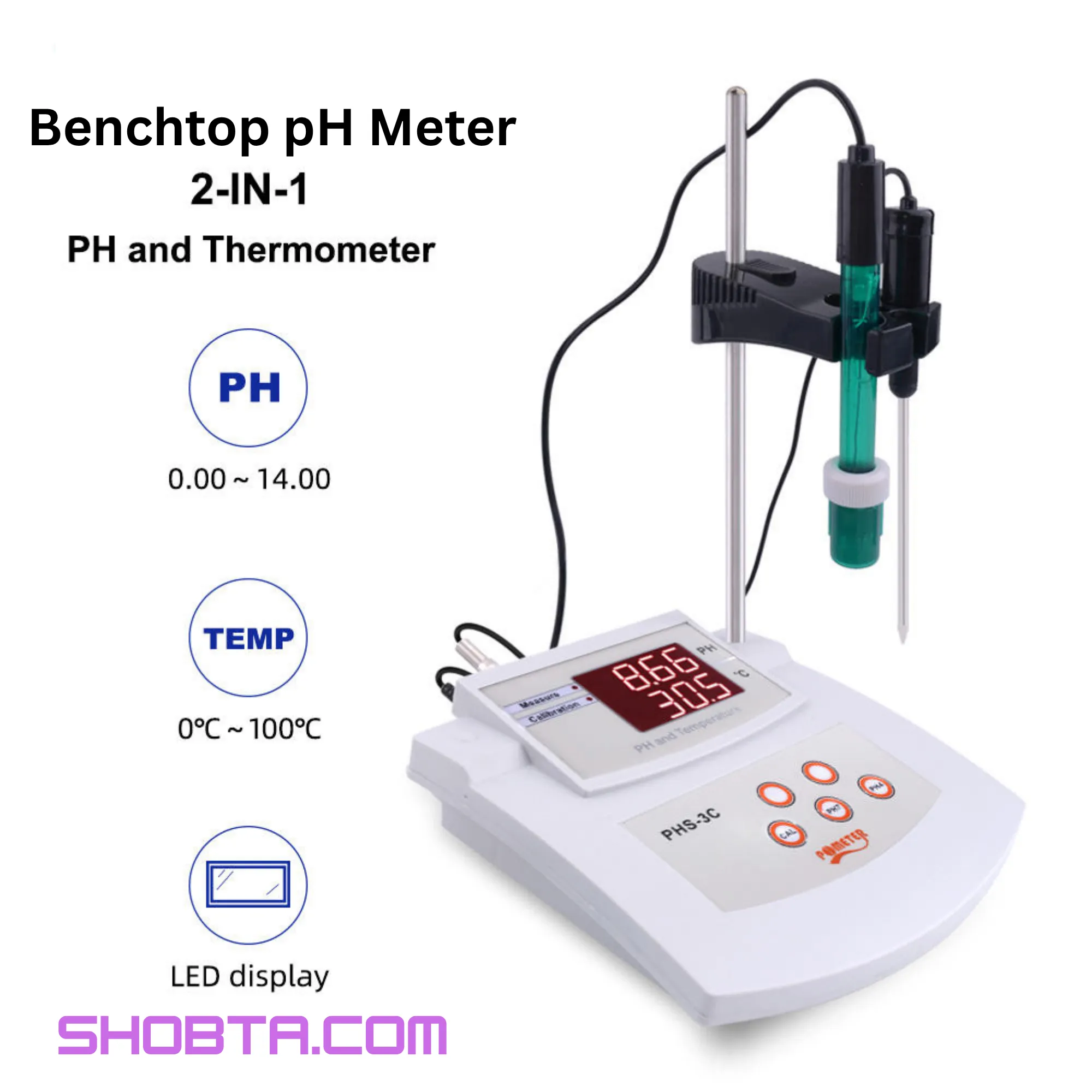 PHS-3C digital laboratory pH and temperature meter