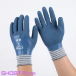Blue electrical safety gloves with extended knitted cuff