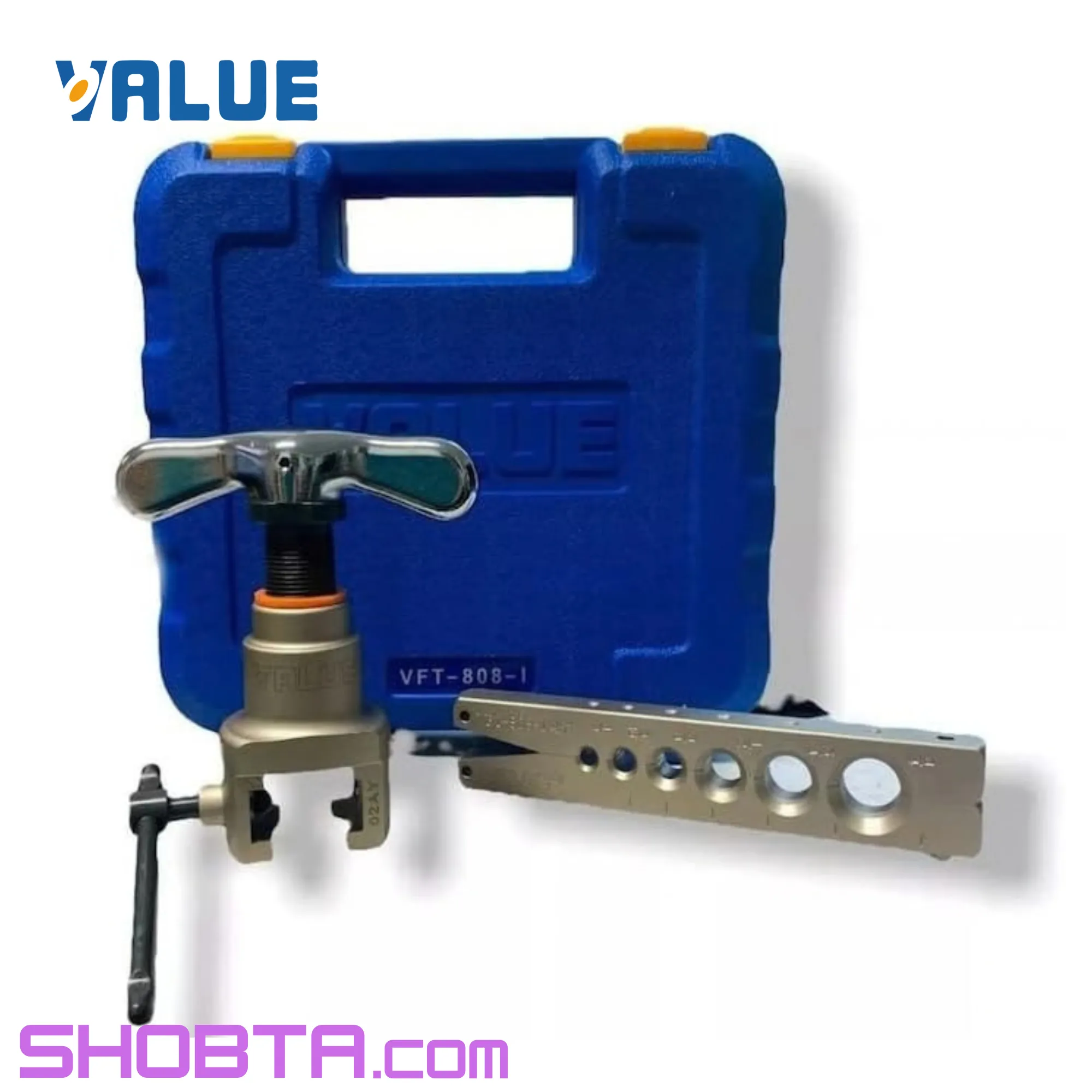 VALUE VFT-808-I copper pipe flaring tool with blue handles and 45-degree head
